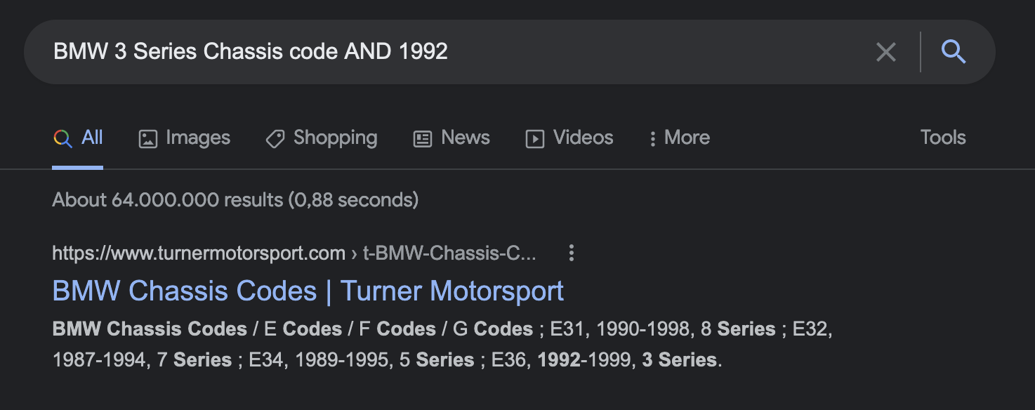 E36 is the Chassis Code for 3 Series produced in
1992.